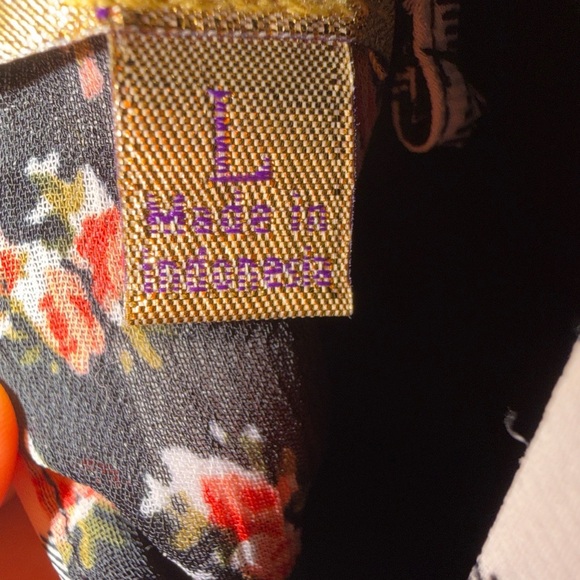 Princess Vera Wang Size L Black White Floral Gingham Dress Spaghetti Strap - Picture 6 of 7